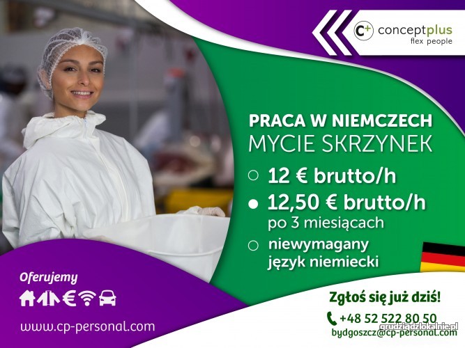 Pracownik (k/m) - mycie skrzynek pod ciśnieniem - nawet 12,50 € brutto/h!