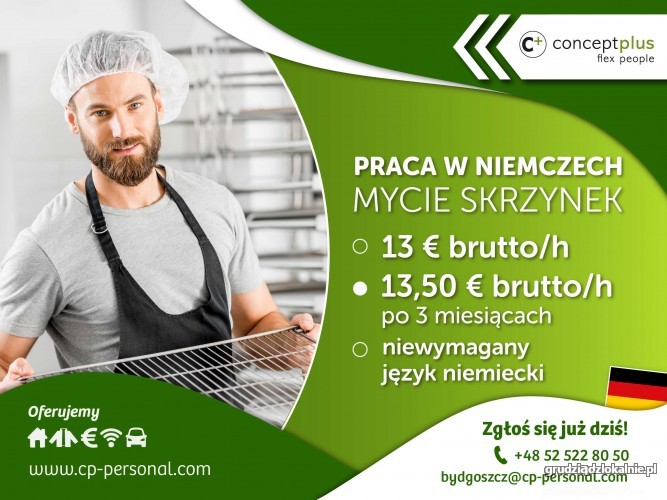 Pracownik (k/m) - mycie skrzynek pod ciśnieniem - nawet 13,50 € brutto/h!