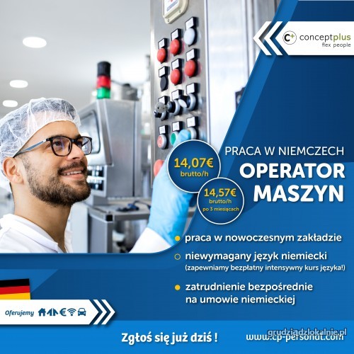 Operator maszyn (k/m) – Niemcy – nawet 15,74 €!