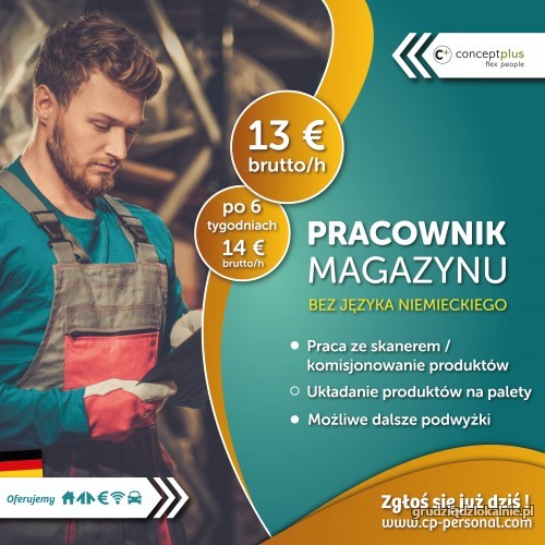 Komisjoner pracownik magazynu - Niemcy - do 14€/h