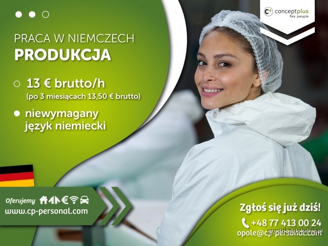 Pracownik produkcji (k/m) bez znajomości języka  13,50 € brutto/h!