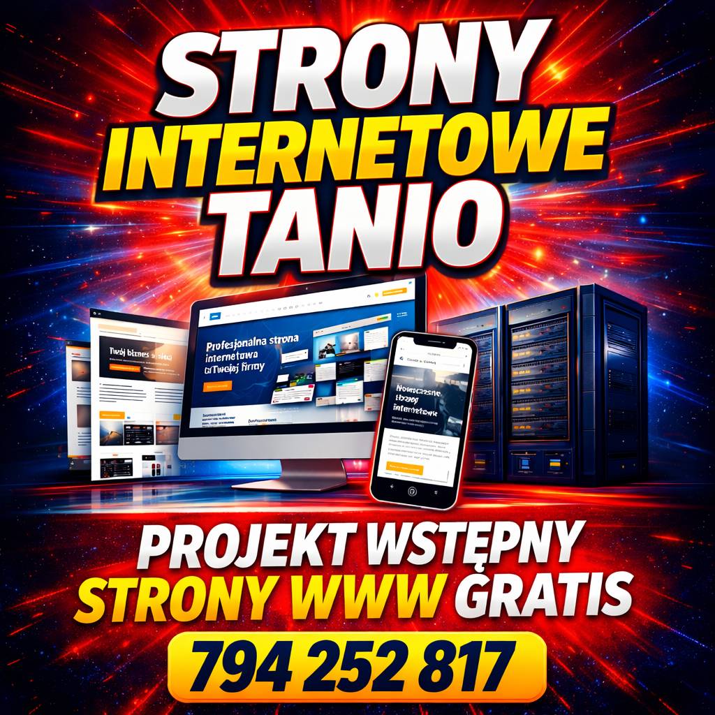 Tanie strony WWW + projekt wstępny strony internetowej za darmo + BONUS